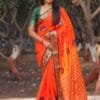 Orange Colour Pure Mercerised Cotton Silk Saree