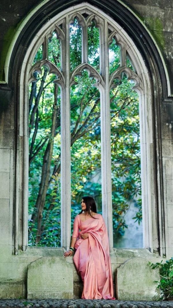 Pink Colour Banarasi Soft Silk Saree