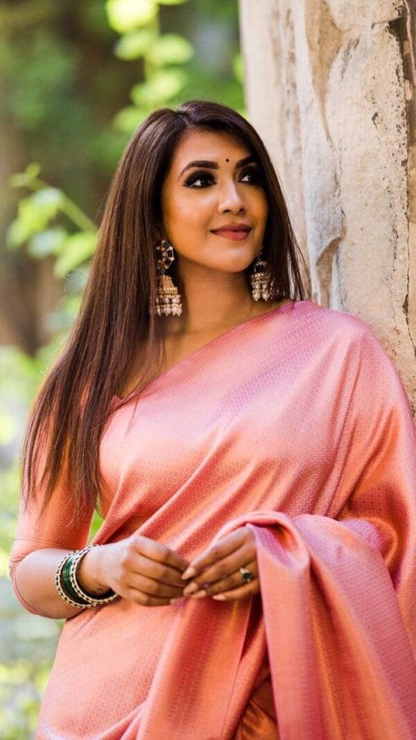 Pink Colour Banarasi Soft Silk Saree