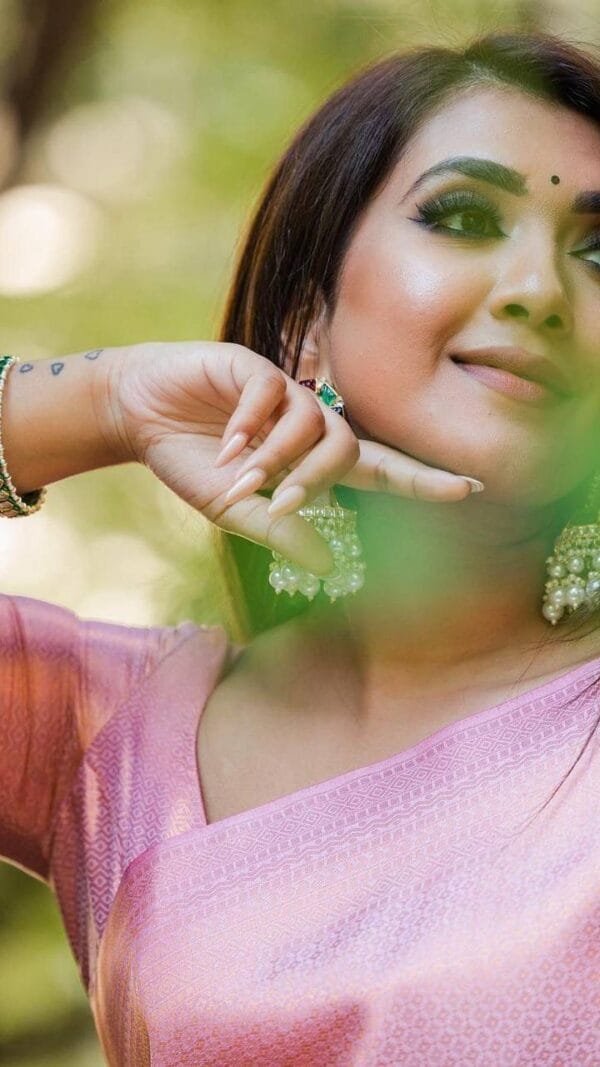 Pink Colour Banarasi Soft Silk Saree