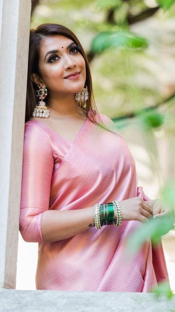 Pink Colour Banarasi Soft Silk Saree