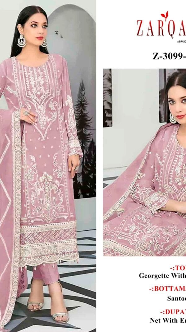 Pink Colour Fox georgette Embroidered Suits