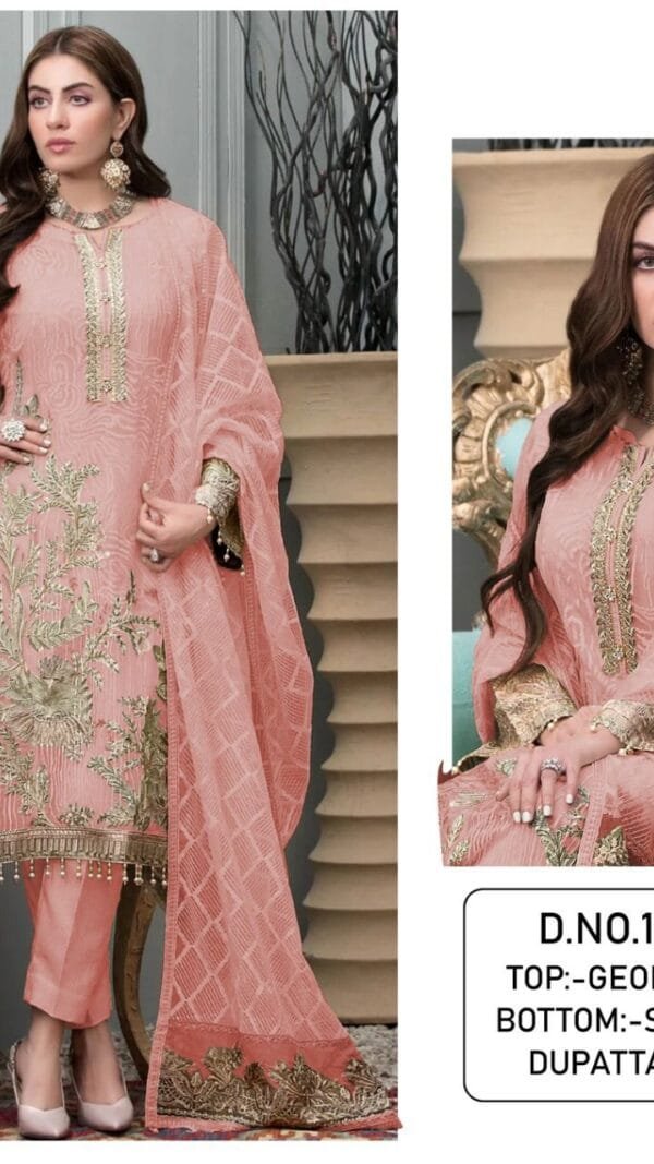 Pink Colour Georgette With Sequence Embroidery & Diamond Work Suits