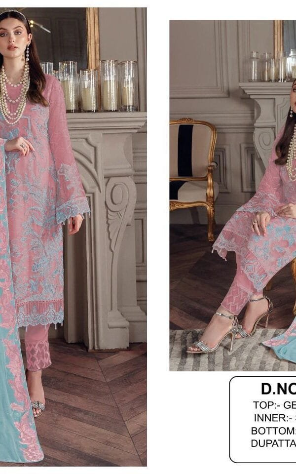 Pink Colour Georgette With Sequence Embroidery Work Suits