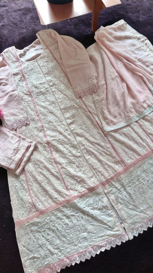 Pink Colour Georgette very heavy embroidered Suits