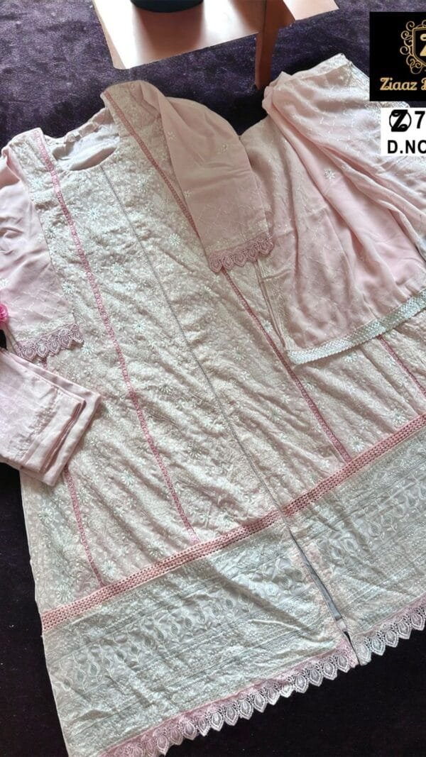 Pink Colour Georgette very heavy embroidered Suits