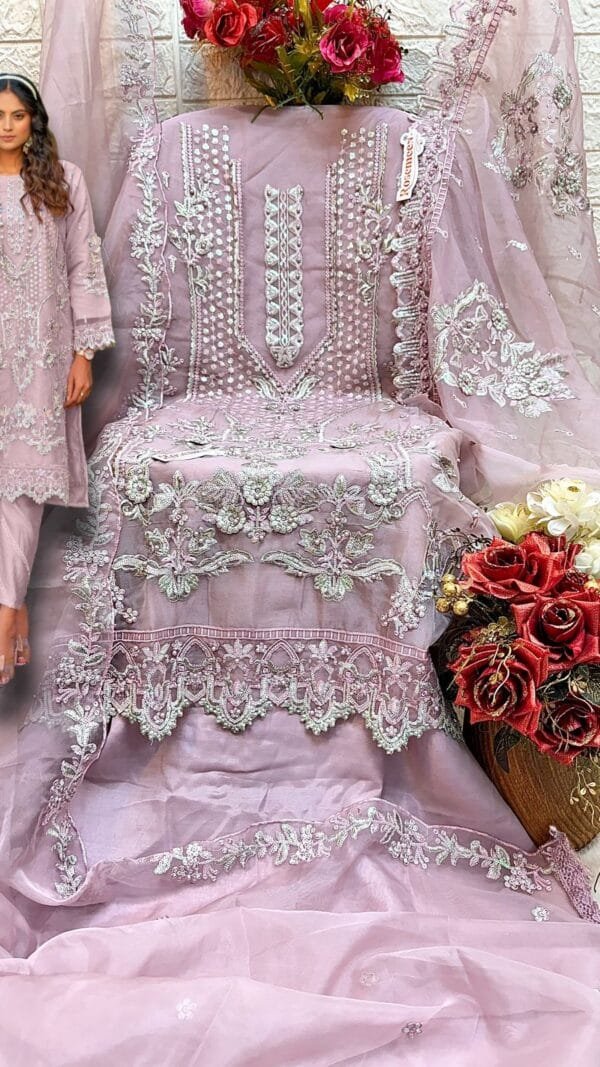 Pink Colour ORGANZA EMBROIDERED Suits