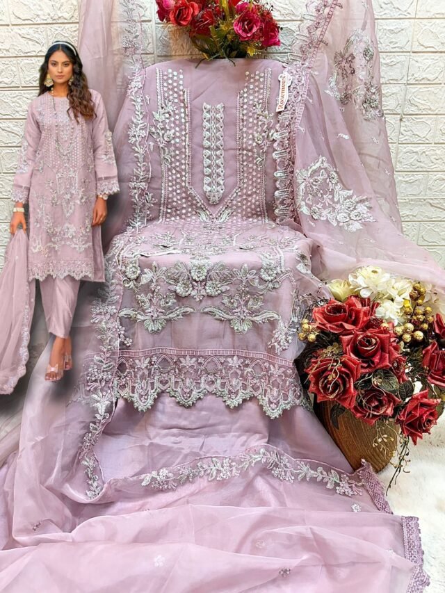Pink Colour ORGANZA EMBROIDERED Suits