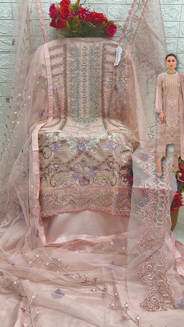 Pink Colour ORGANZA EMBROIDERED WITH HAND WORK Suits
