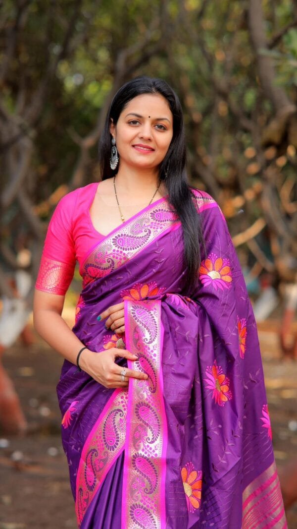 Purple Colour Pure Mercerised Cotton Silk Saree