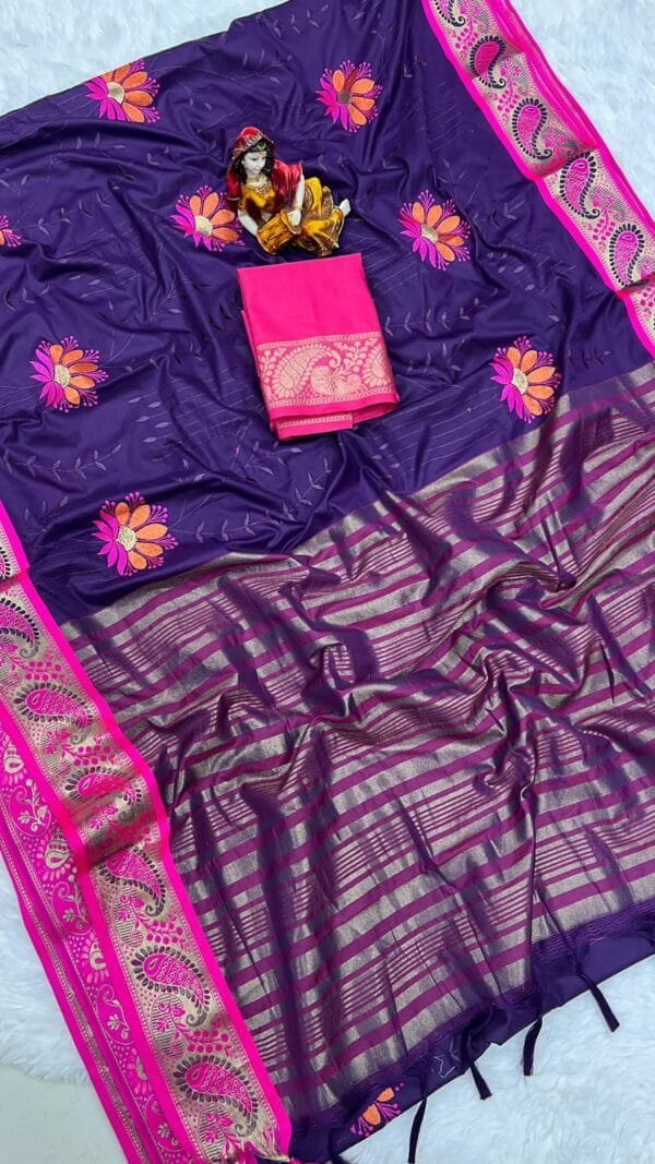 Purple Colour Pure Mercerised Cotton Silk Saree