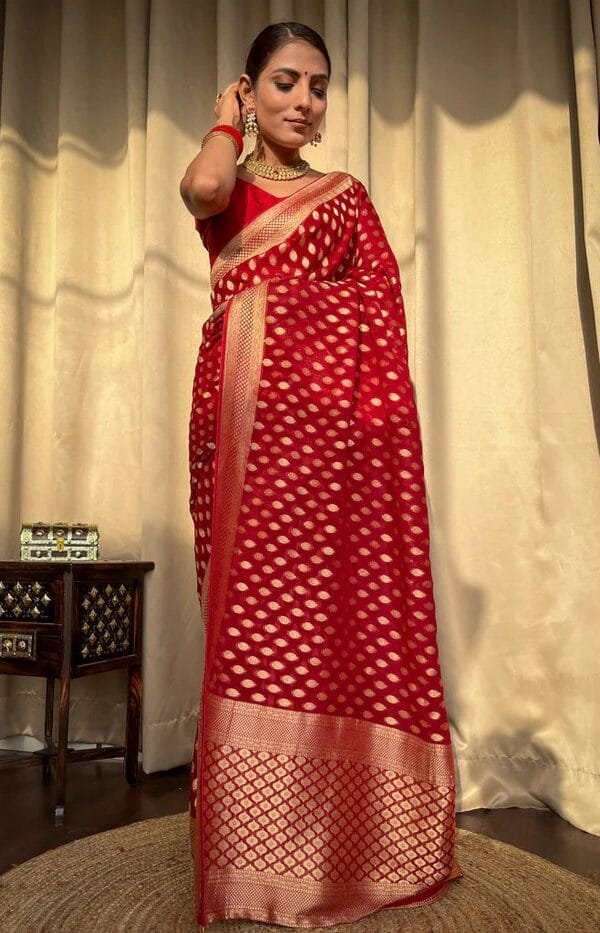 Red Colour Banarasi Soft Silk Saree