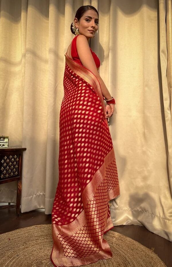 Red Colour Banarasi Soft Silk Saree