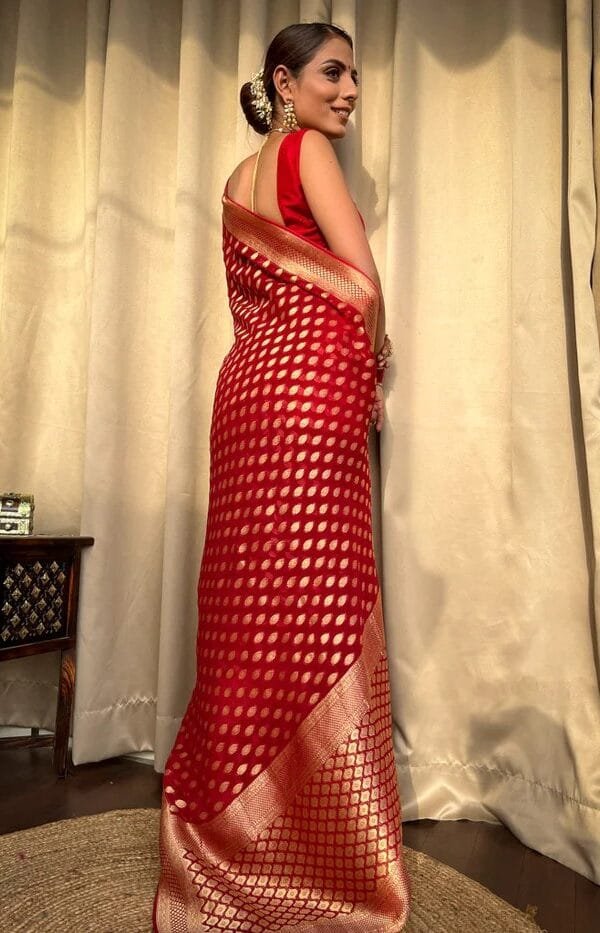 Red Colour Banarasi Soft Silk Saree