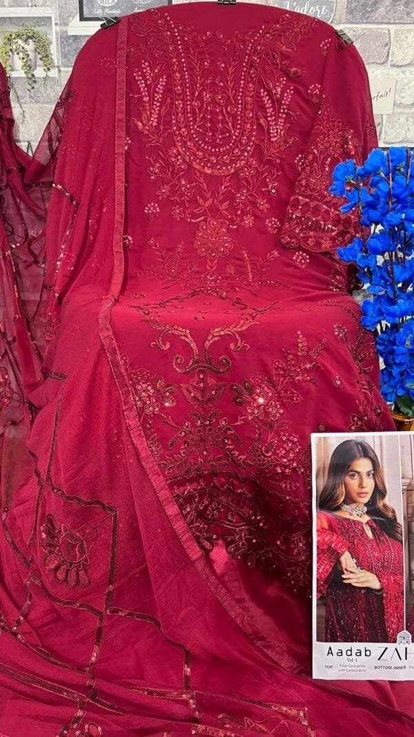 Red Colour GEORGETTE WITH HEAVY EMBROIDERED Suits