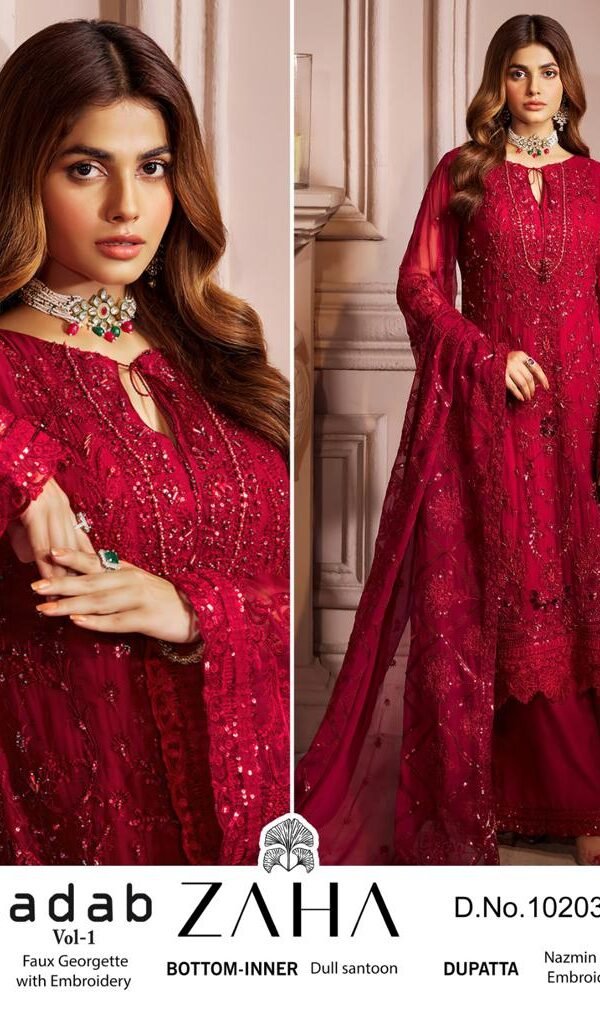 Red Colour GEORGETTE WITH HEAVY EMBROIDERED Suits