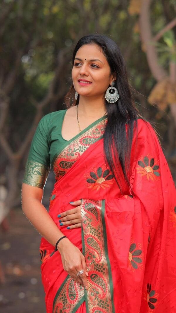 Red Colour Pure Mercerised Cotton Silk Saree