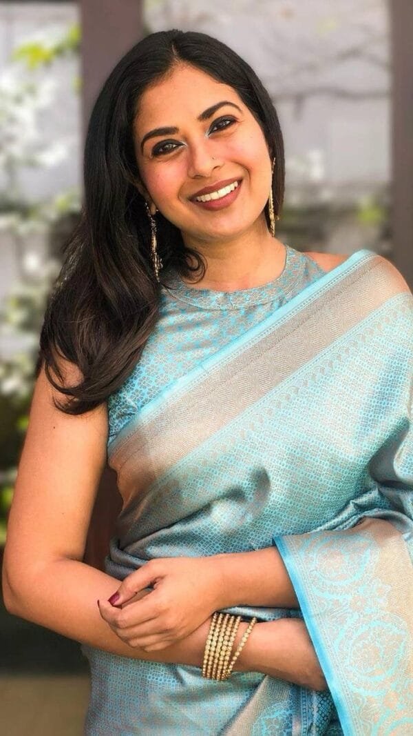 SKy Blue Colour Banarasi Soft Silk Saree