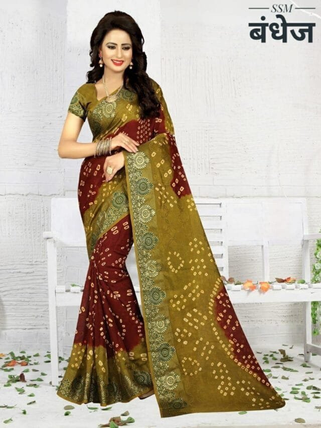 Sepiya Colour New Bandhani Saree