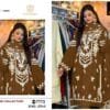 Sepiya Colour Organza Embroidered, handwork Suits