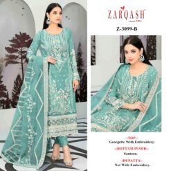 Sky Blue Colour Fox georgette Embroidered Suits