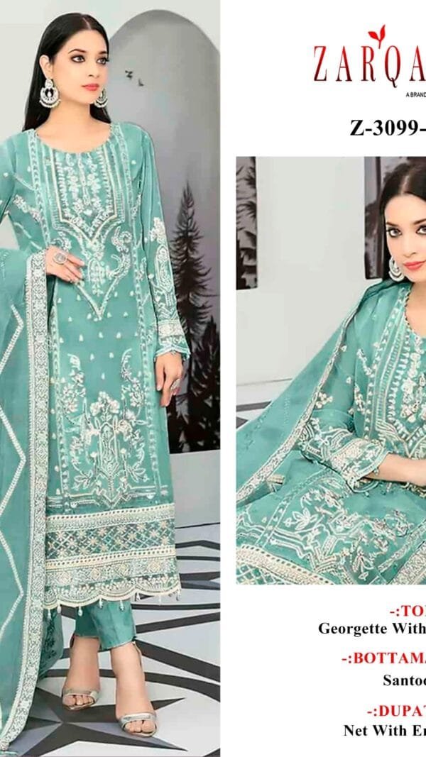 Sky Blue Colour Fox georgette Embroidered Suits