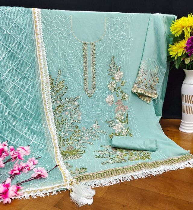 Sky Blue Colour Georgette With Sequence Embroidery & Diamond Work Suits
