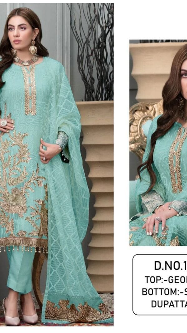 Sky Blue Colour Georgette With Sequence Embroidery & Diamond Work Suits