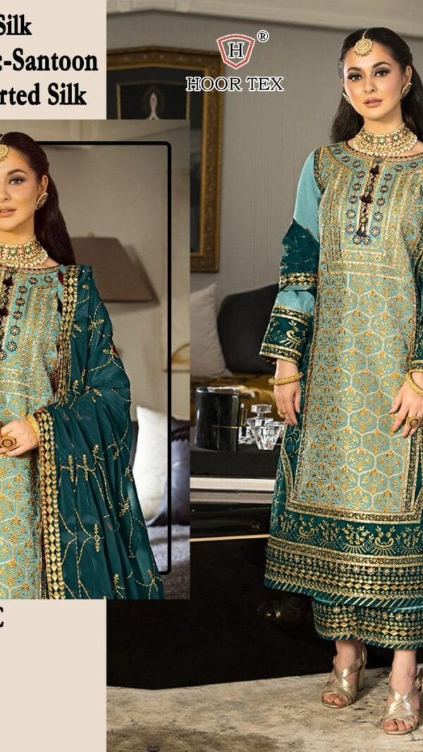 Sky Blue Colour Heavy chinon Suits