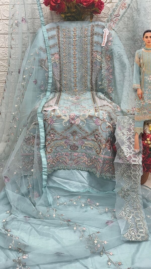 Sky Blue Colour ORGANZA EMBROIDERED Suits