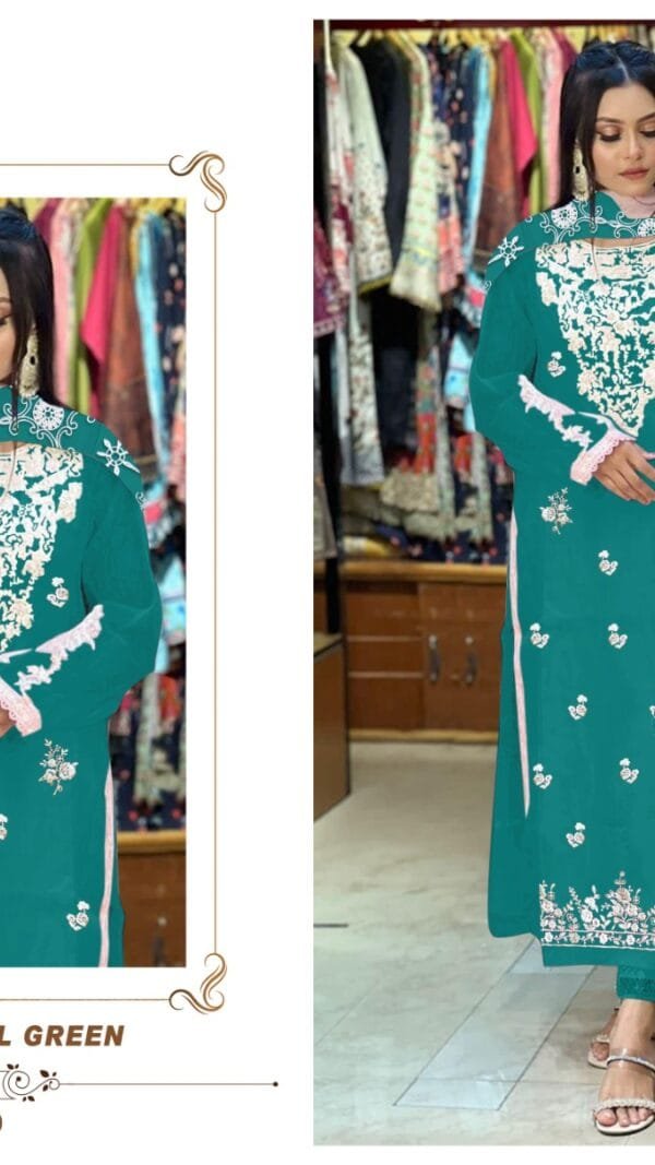 Sky Blue Colour Organza Embroidered, handwork Suits