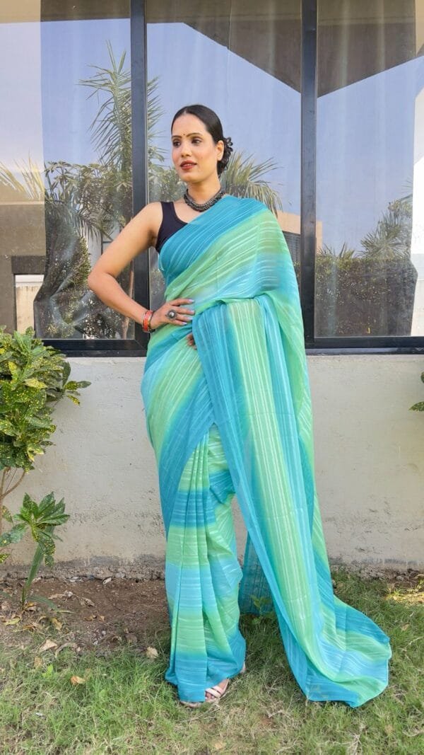 Sky Blue Colour PRESENT NEW READY TO WEAR 1 MIN SAREE