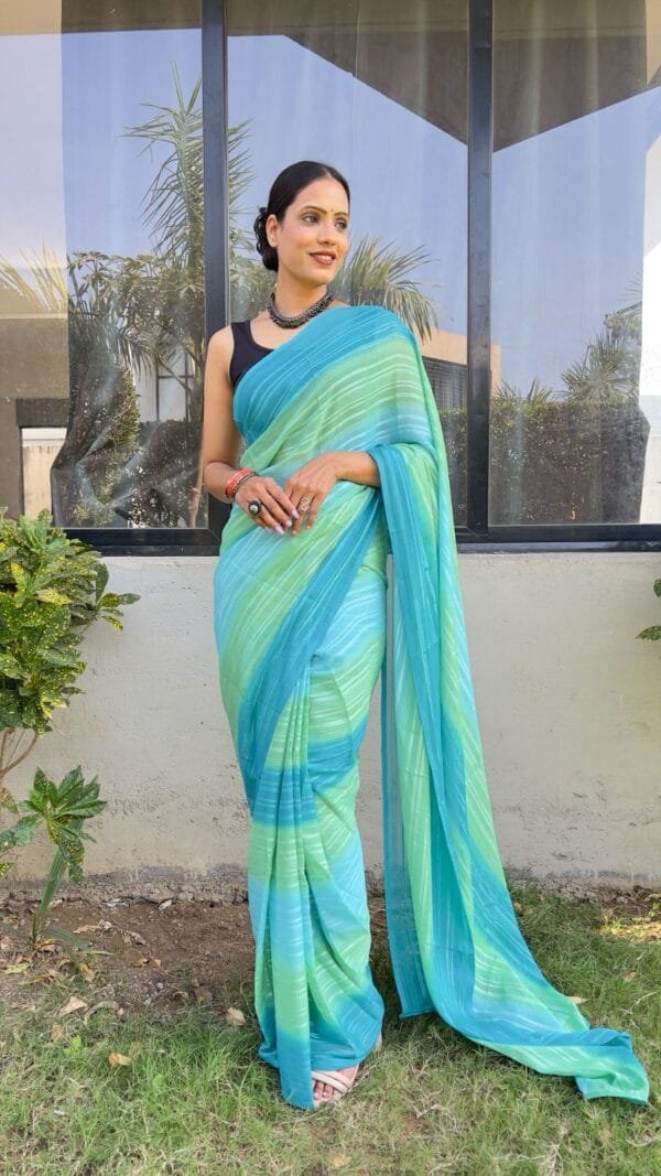Sky Blue Colour PRESENT NEW READY TO WEAR 1 MIN SAREE
