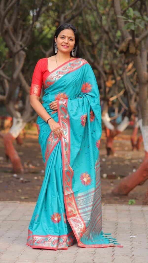 Sky Blue Colour Pure Mercerised Cotton Silk Saree