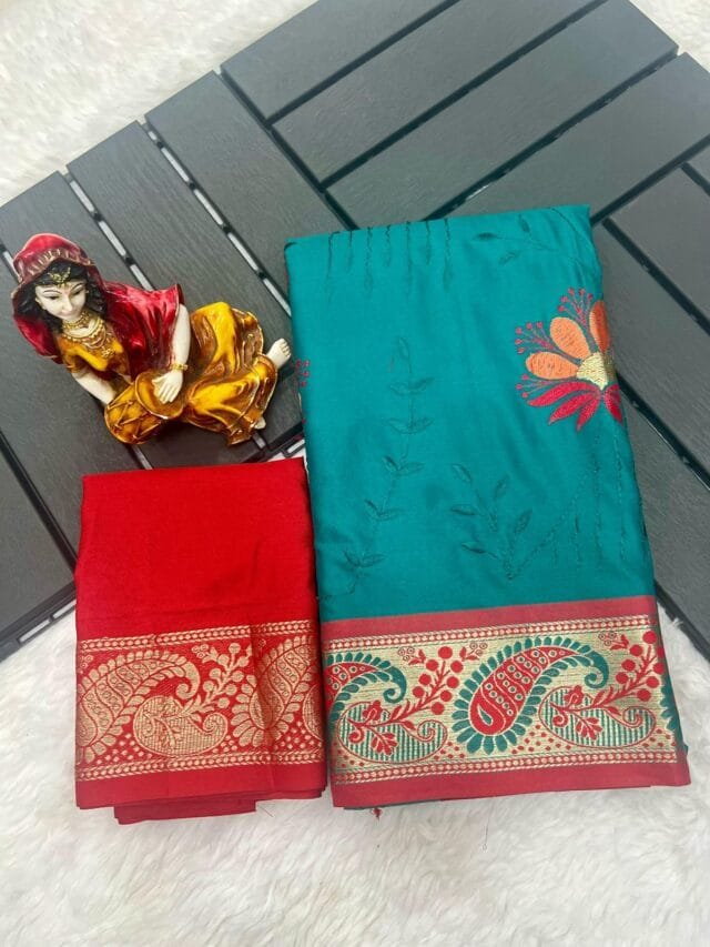 Sky Blue Colour Pure Mercerised Cotton Silk Saree