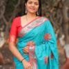 Sky Blue Colour Pure Mercerised Cotton Silk Saree