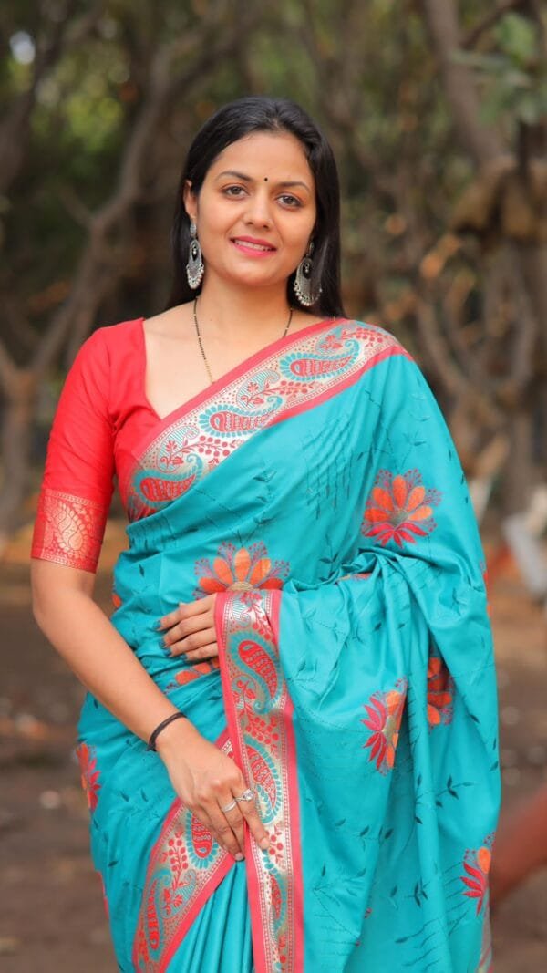 Sky Blue Colour Pure Mercerised Cotton Silk Saree