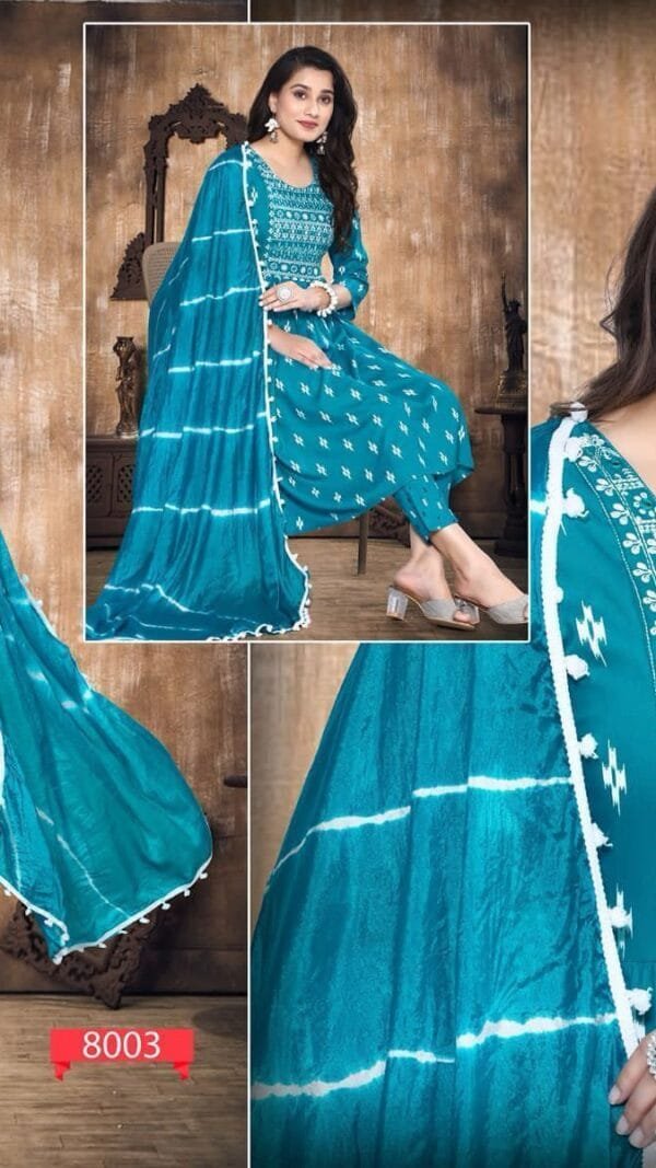 Sky Blue Nyra Top, Pant, Dupatta Kurtis