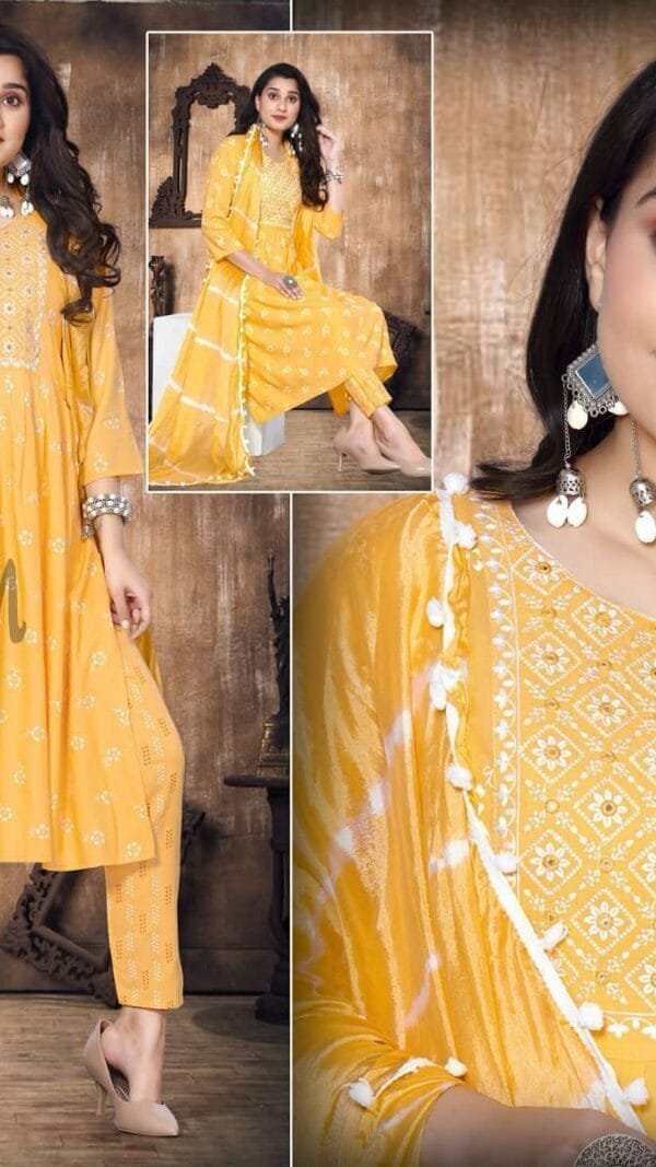 Yellow Colour Heavy printed Reyon NAYRA