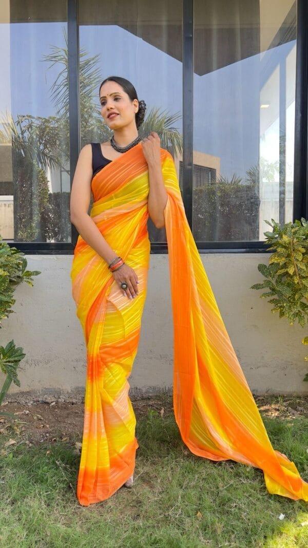 Yellow Colour PRESENT NEW READY TO WEAR 1 MIN SAREE