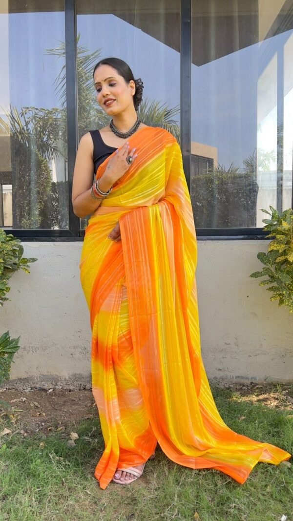 Yellow Colour PRESENT NEW READY TO WEAR 1 MIN SAREE