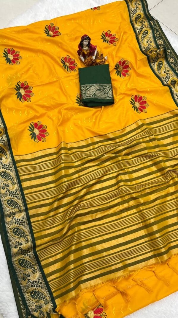 Yellow Colour Pure Mercerised Cotton Silk Saree