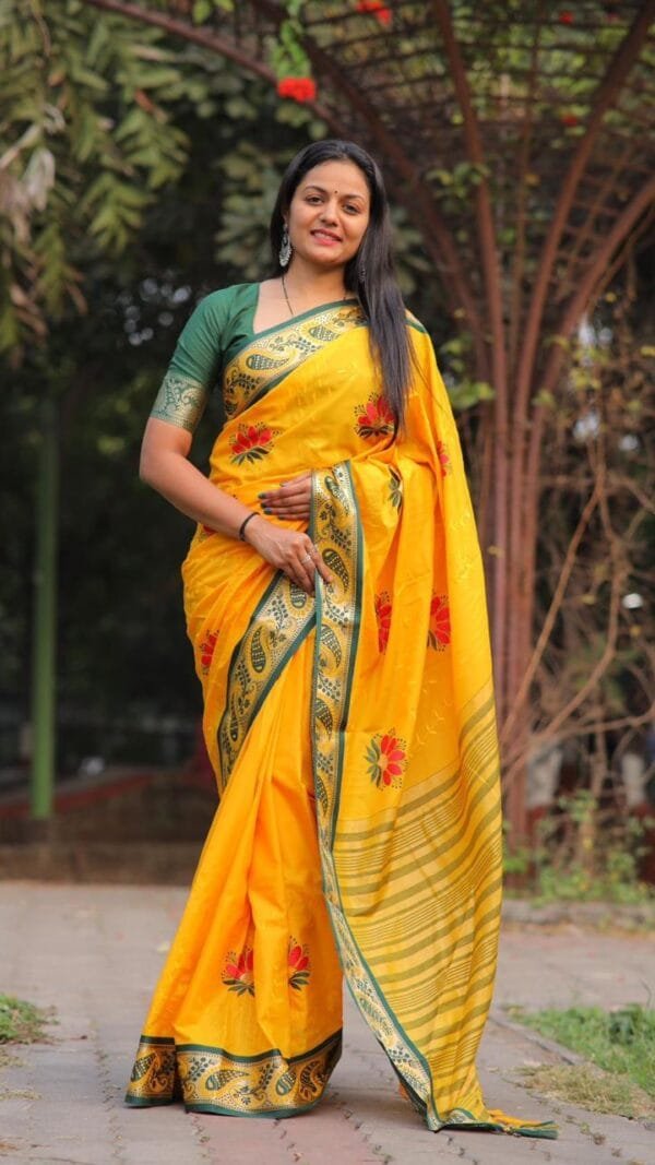 Yellow Colour Pure Mercerised Cotton Silk Saree