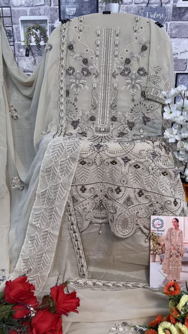 Biscyit Colour Foux Georgette With Heavy Embroidery Suits