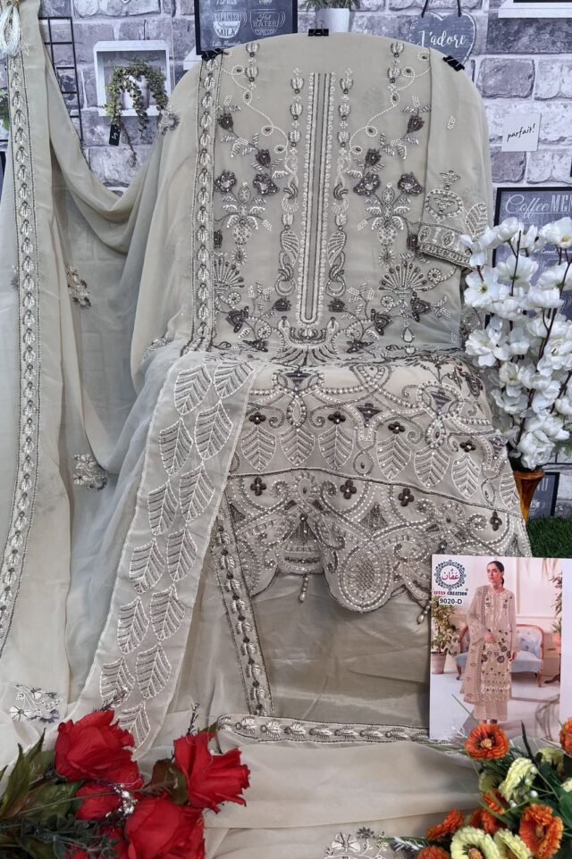 Biscyit Colour Foux Georgette With Heavy Embroidery Suits
