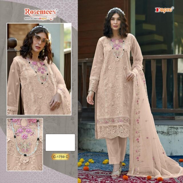 Biscyit Colour ORGANZA EMBROIDERED Suits