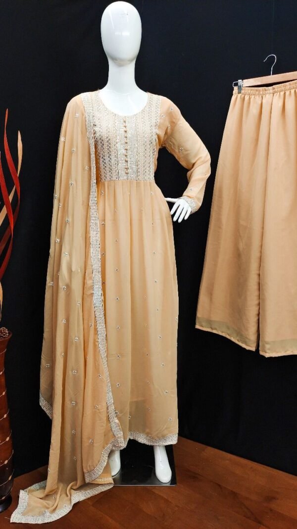 Biscyita Colour Georgett With Sequence Embroidery Work Suits