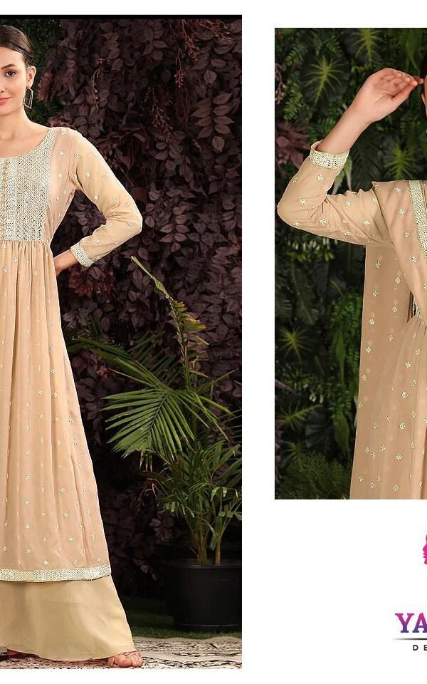 Biscyita Colour Georgett With Sequence Embroidery Work Suits