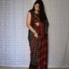 Black Brown Colour Ajrakh Digital Print Muslin fabric Saree
