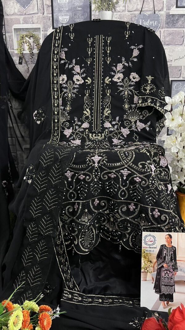 Black Colour Foux Georgette With Heavy Embroidery Suits